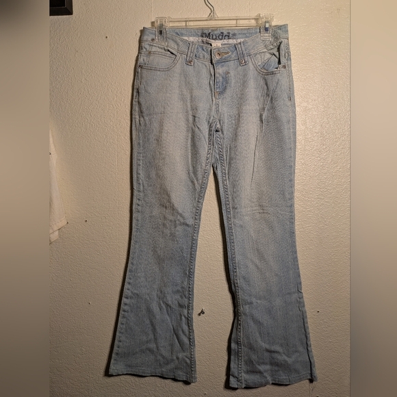 Mudd Size 3 Flare Wide Light Blue Women's Jeans Pre-owned - Picture 1 of 8